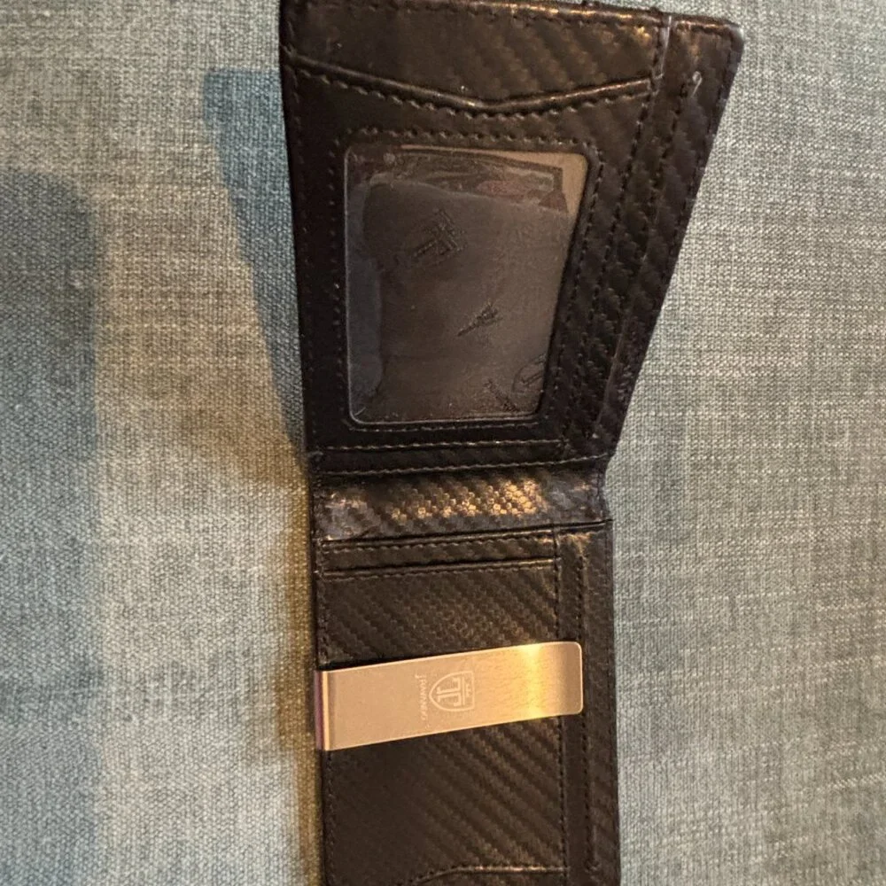 Travando Mens Slim Black Wallet with Money Clip Bifold